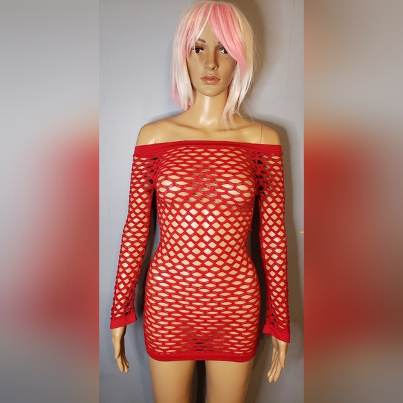Fishnet Dress Red by Colorful OS - Picture 1 of 3